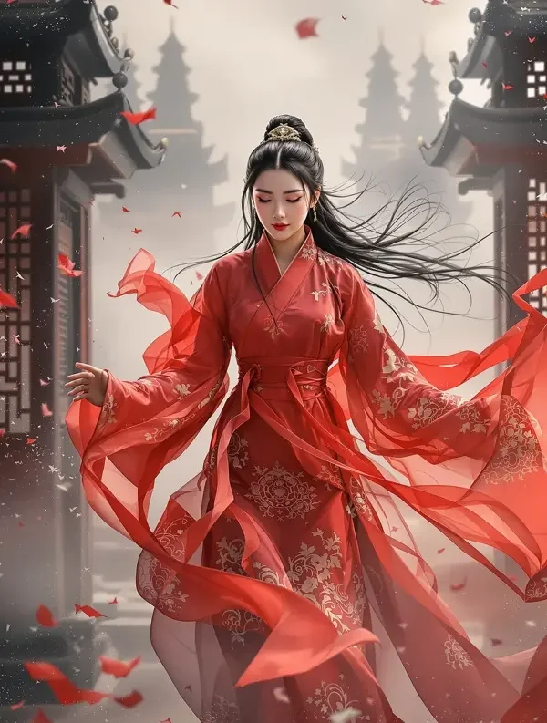 短剧《一朝入宫闱》国风封面海报，穿越重生题材