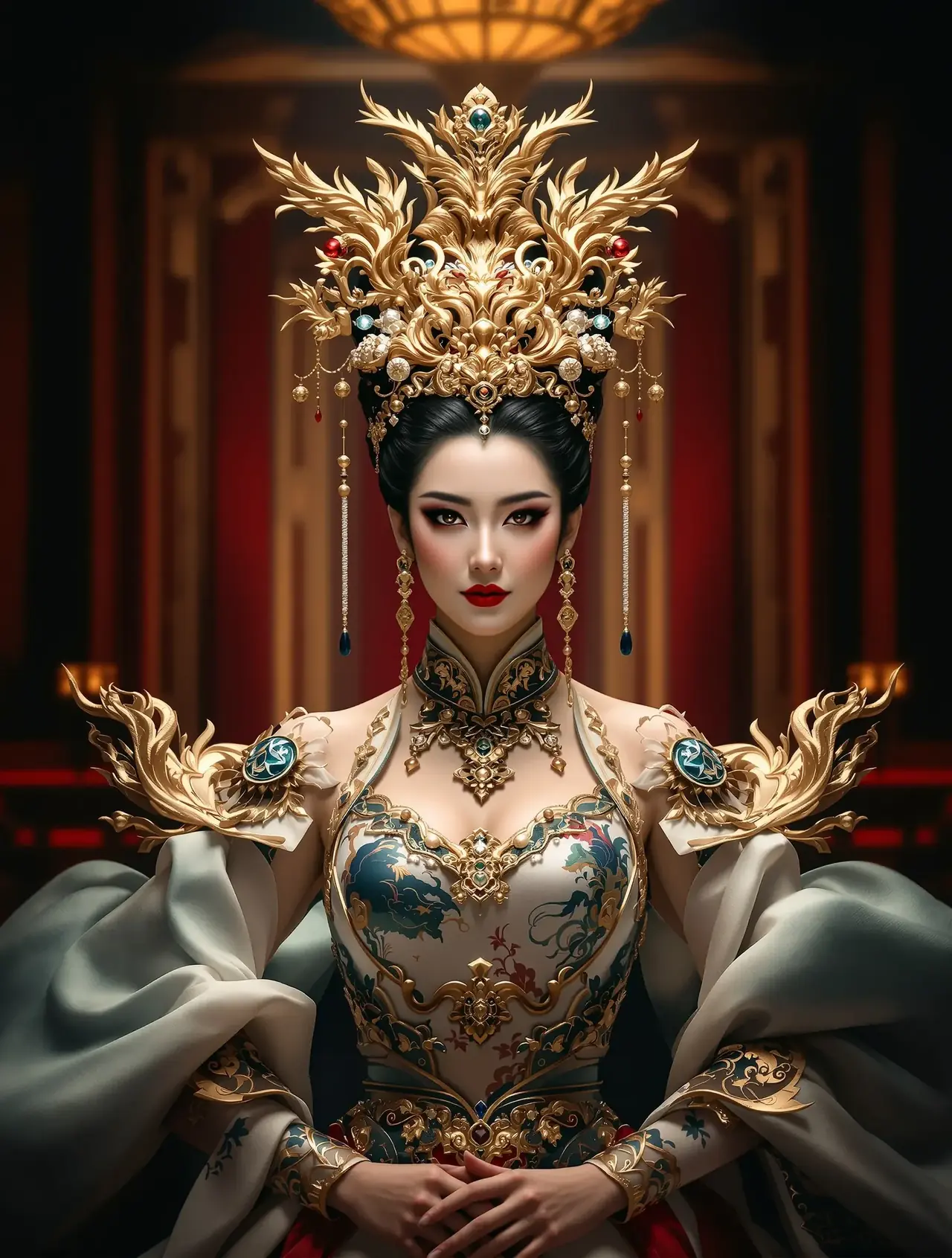 短剧《花照九重》国风封面海报，古装题材